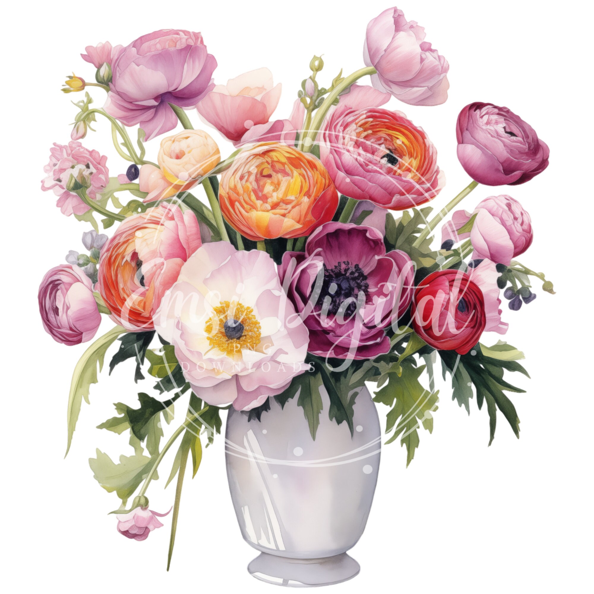 Flower Vase Clipart | Transparent PNG | High-quality Watercolor ...