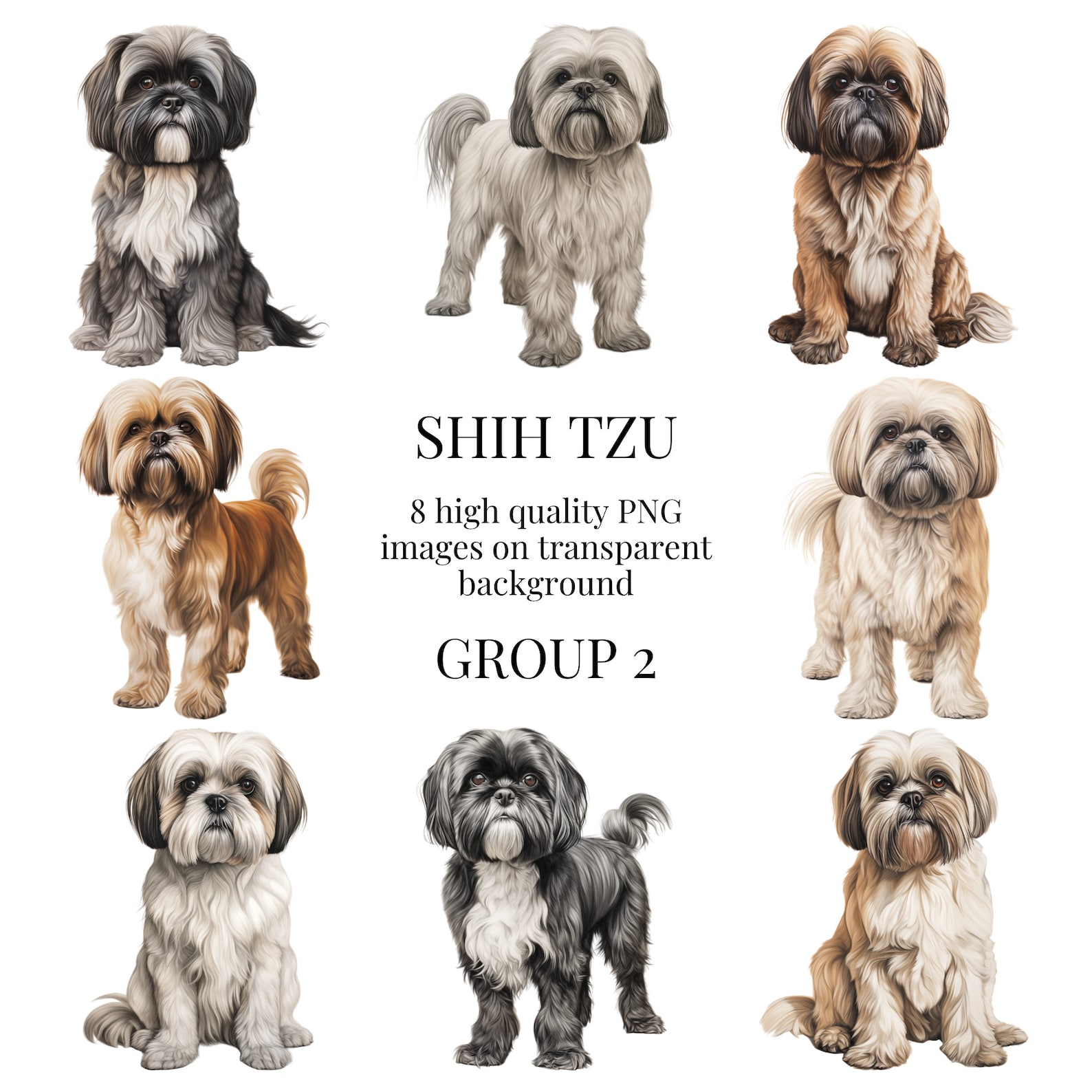 Shih Tzu Clipart | High-quality Transparent PNG | Watercolor Dog ...