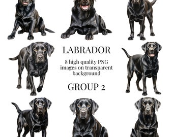 Black Labrador Clipart | High-Quality Transparent PNG | Watercolor Dog Illustration | DIY Printable Paper Crafts | Instant Digital Download