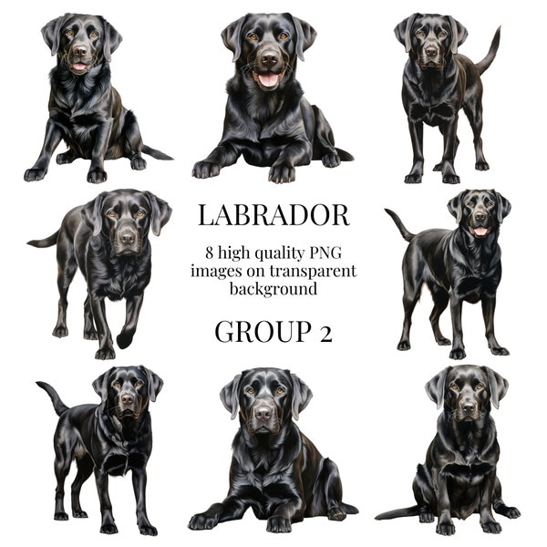 Black Labrador Clipart | High-Quality Transparent PNG | Watercolor Dog Illustration | DIY Printable Paper Crafts | Instant Digital Download