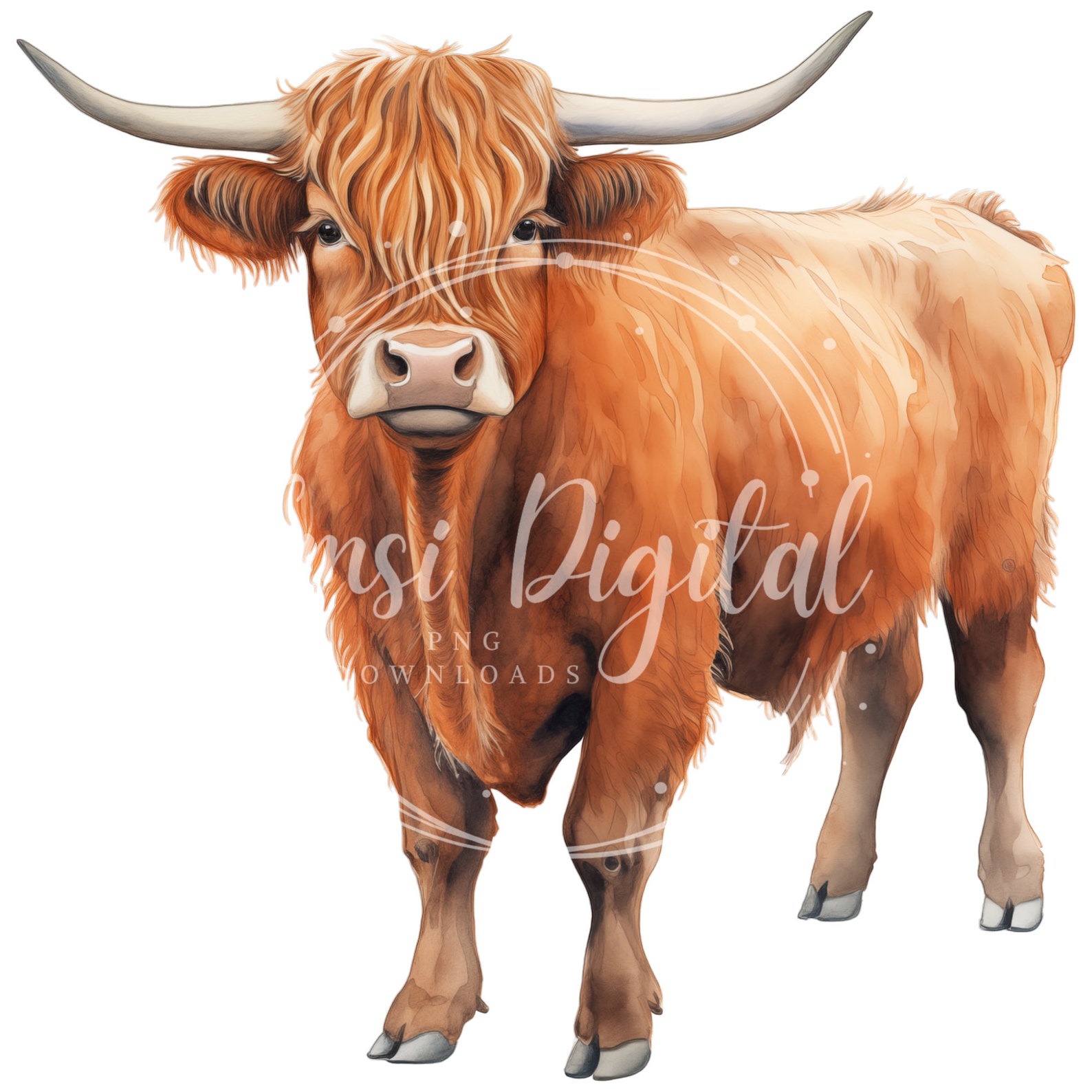 Highland Cattle Clipart | High-quality Transparent PNG | Watercolor Cow ...