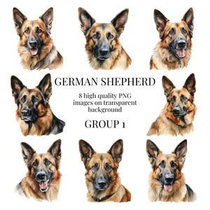 German Shepherd Clipart | High-Quality Transparent PNG | Watercolor Illustration | Pet Puppy Dog, Paper Crafting | Instant Digital Download