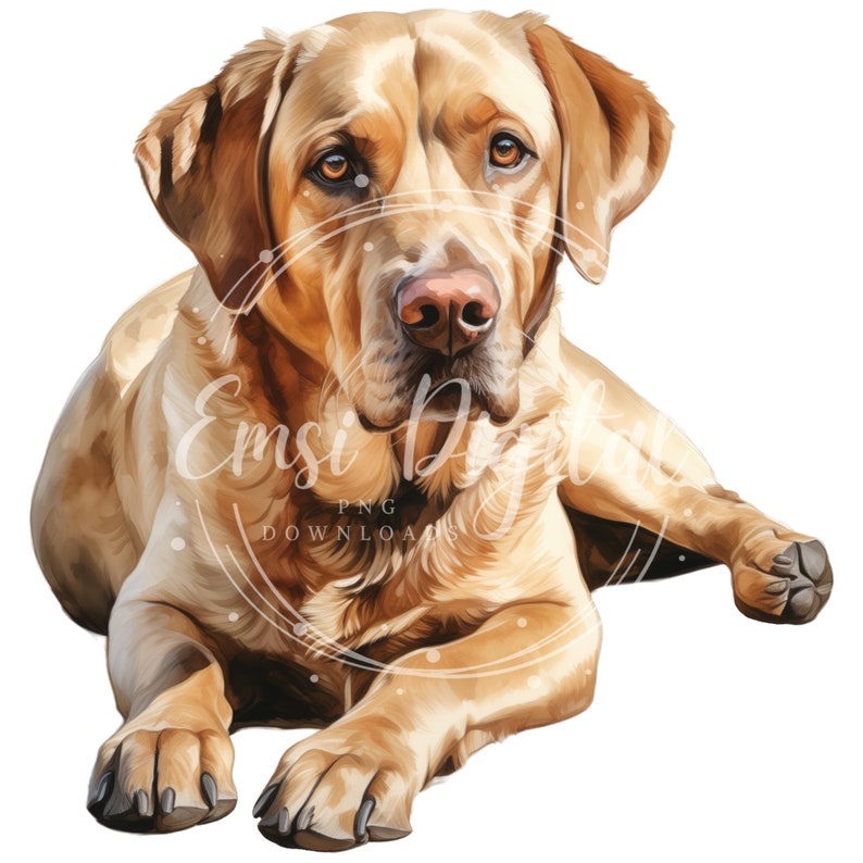 K&ouml;nnte beinhalten: Ein goldfarbener Labrador Retriever liegt mit dem Kopf zur Seite gedreht und schaut in die Kamera. Der Hund hat braune Augen und eine hellbraune Nase.