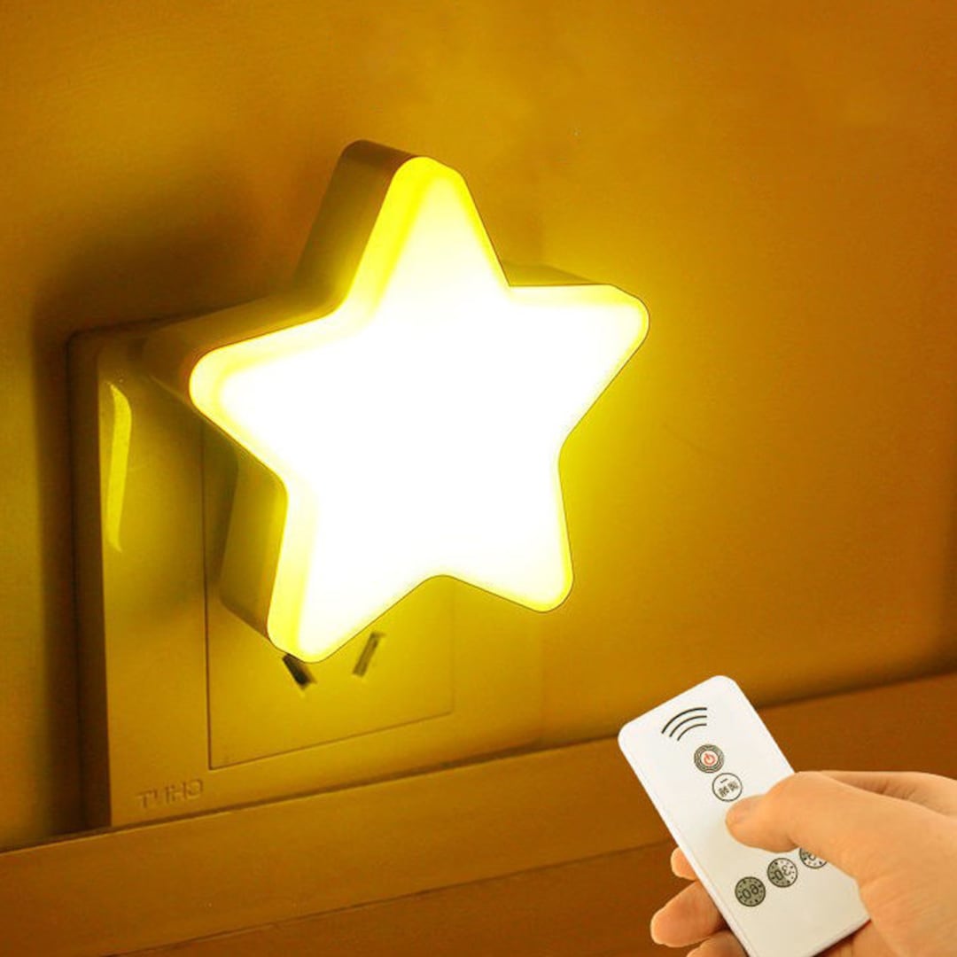 Star Shape LED Night Light Remote Control Socket Lamp Bedroom Etsy Canada