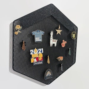 Hexagonal Minimalist Screwless Pin Display | Stylish Enamel Pin Display | No Tools Needed