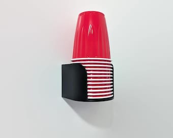 Big Red Cup Screwless Wall Holder | Minimalist Kitchen Organizer | No Tools Neccessary