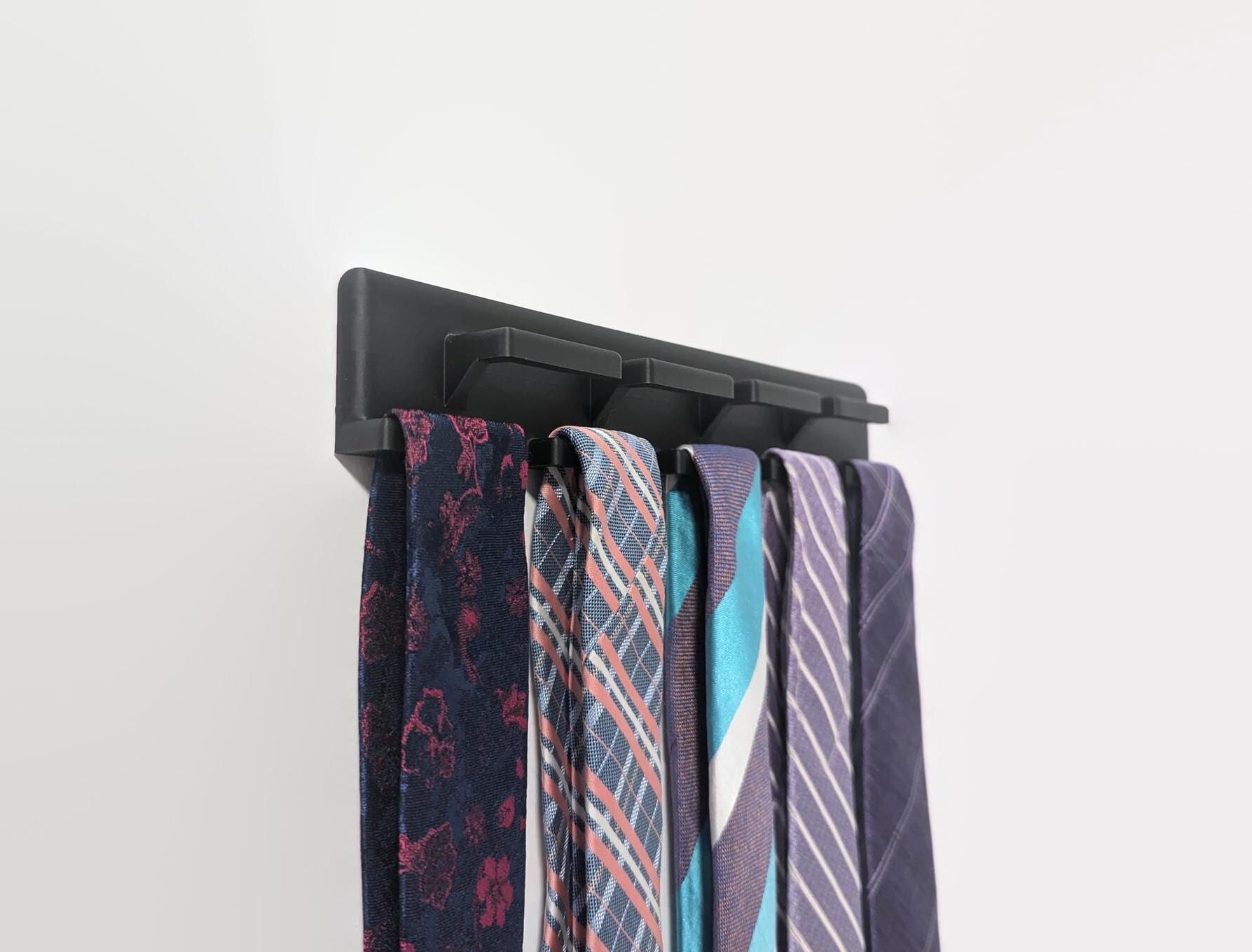 Screwless Necktie Wall Display – 9-tie Organizer With Command Strips |  No-drill, Damage-free Tie Rack for Closet or Bedroom - Etsy, image size:1787x1360