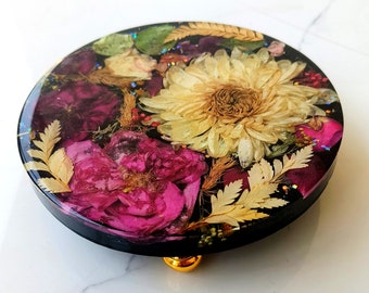 Hars Cake Stand, Cake Stand, Decoratie stuk voor Eettafel, House Warming Gift, Home Decor, Echte Bloem taart stand, Hars Platter