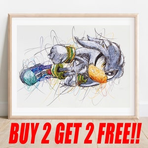 Silver Ballpoint Pen Print, Buy 2 Get 2 FREE, Nintendo Artwork, Video Game Art Decor, Kids Room Wall Art