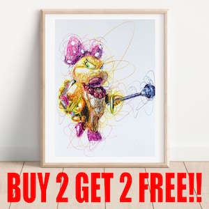 Wendy Koopa Ballpoint Pen Print, Buy 2 Get 2 FREE, Koopa Kids Art, Super Mario Poster, Nintendo Art Poster, Game Room Art, Kids Room Decor