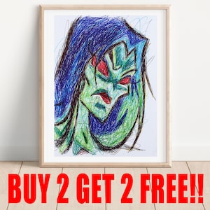 Contessa Ballpoint Pen Art Print, BUY 2 GET 2 FREE, Sly Cooper 2 Art Poster, Video Game Art, PS2 Poster, Gamer Room Decor Retro Games