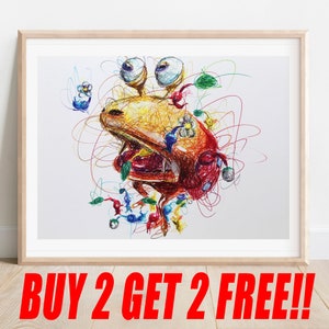 Bulborb Ballpoint Pen Print, Buy 2 Get 2 FREE, Pikmin Artwork, Gamecube Poster, Nintendo Artwork, Video Game Wall Art, Retro Poster