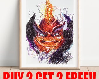 Ripto Ballpoint Pen Print, Buy 2 Get 2 FREE, Ripto's Rage Art Poster, Video Game Art, Retro Video Games, Play Station Art Print, PS1 Art