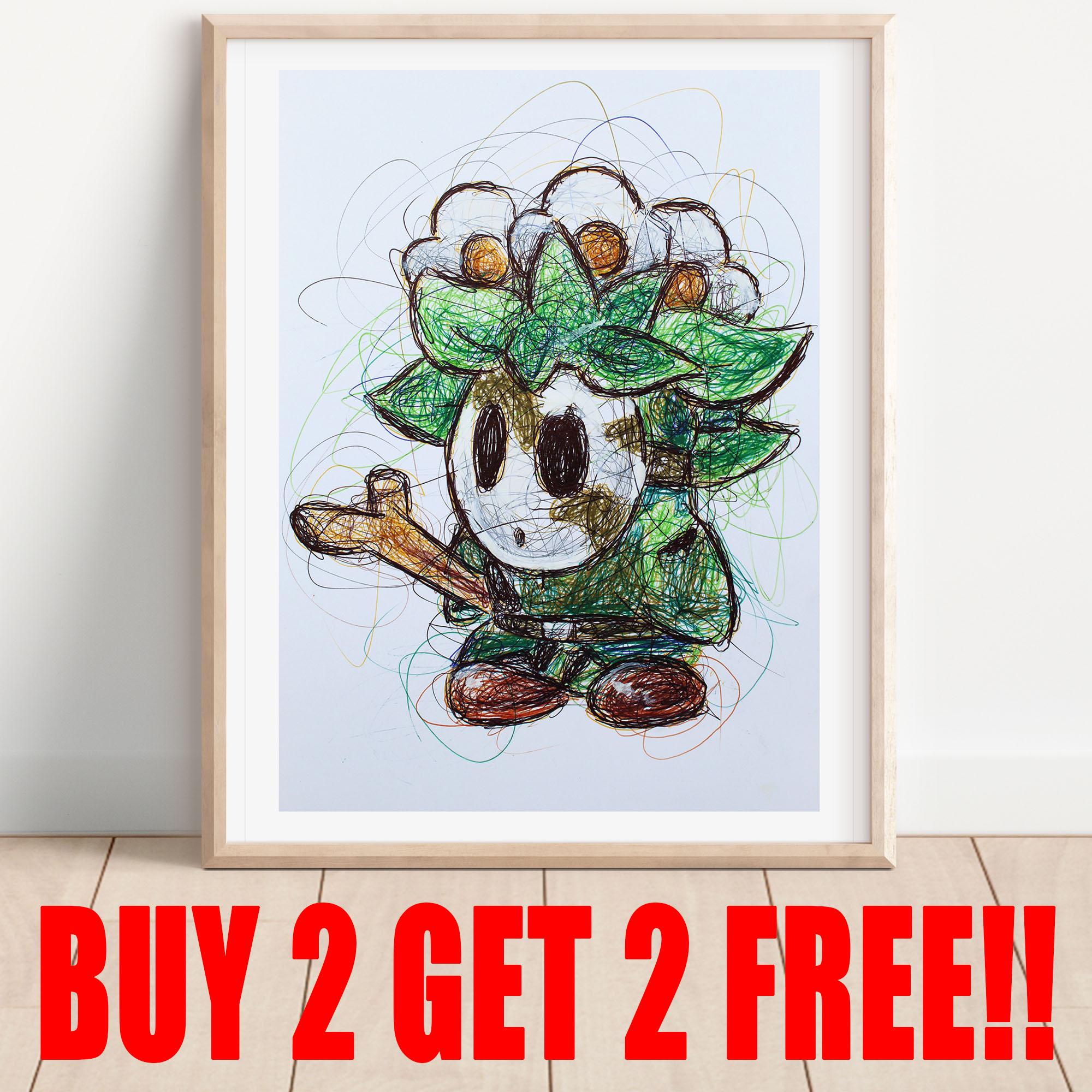Camo Guy Ballpoint Pen Print, BUY 2 GET 2 FREE, Paper Mario Artwork, Nintendo Art Prints, Gamer Room Decor, Video Game Art