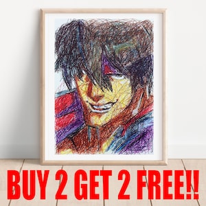 Sol Bad Guy Ballpoint Pen Print, Buy 2 Get 2 FREE, Guilty Gear Art Poster, Video Game Art, Fighting Game Poster, Gamer Room Art Decor