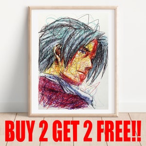 Stampa con penna a sfera Miles Edgeworth, acquista 2 e ricevi 2 GRATIS, poster artistico di Ace Attorney, stampa artistica Nintendo, arte di videogiochi, decorazione artistica per la stanza dei gamer