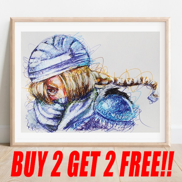 Sheik Ballpoint Pen Print, Buy 2 Get 2 FREE, Legend of Zelda Art, Ocarina of Time Artwork, Video Game Art, Game Room Decor