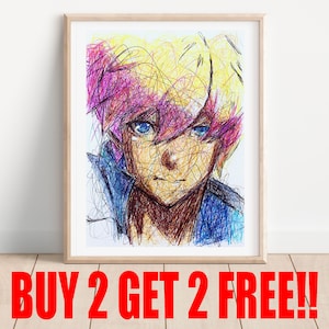 Ky Kiske Ballpoint Pen Print, Buy 2 Get 2 FREE, Guilty Gear Art Poster, Fighting Gam Art, Video Game Art, Gamer Room Decor, Retro Games