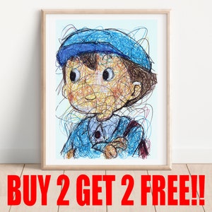 Luke Triton Kugelschreiber Print, Buy 2 Get 2 FREE, Professor Layton Art Poster, Nintendo Art Print, Video Game Art, Game Room Art