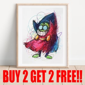 Fawful Ballpoint Pen Print, Buy 2 Get 2 FREE, Mario and Luigi Super Star Saga Art, Nintendo Art, Gameboy Advance Art, Video Game Art, Games