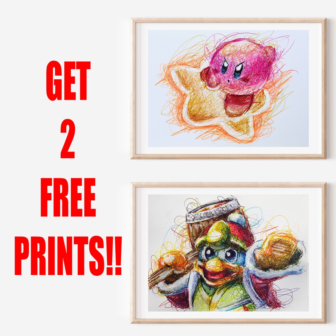 Kirby and King Dedede Ballpoint Pen Print Set, Get 2 FREE PRINTS, Kirby ...