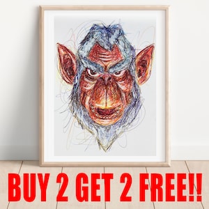 Andross Ballpoint Pen Art Print, BUY 2 GET 2 FREE, Star Fox Art Poster, Video Game Print, Nintendo Art Print, Gamer Room Decor, Art Decor