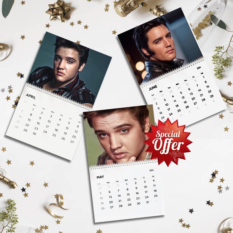 Elvis 2024 Calendar Presley 2024 Wall Calendar The Hillbilly Etsy Canada