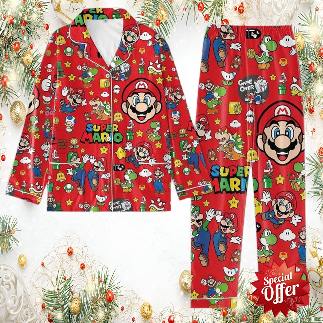 Super Mario Pajamas Set Mario Pyjamas Video Game Night Etsy UK