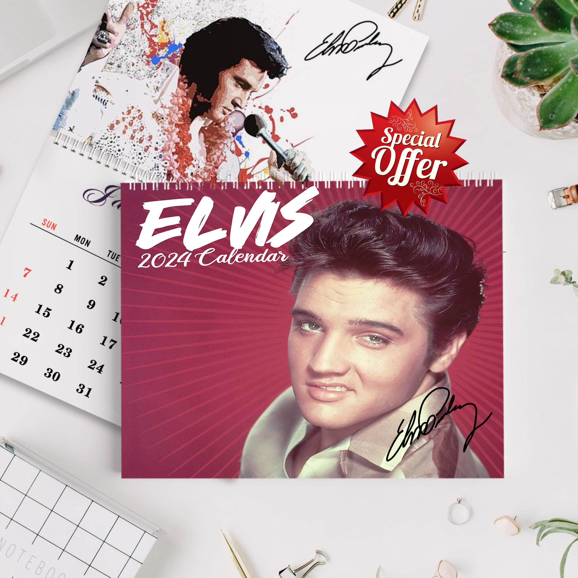 Elvis 2024 Calendar, Presley 2024 Wall Calendar, The Hillbilly Cat