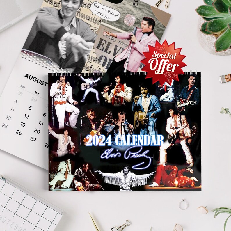 Elvis 2024 Calendar Presley 2024 Wall Calendar the Hillbilly Etsy