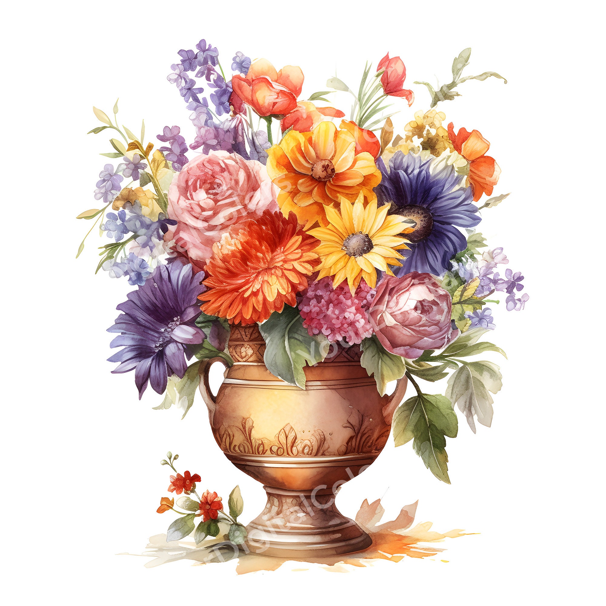 Flower Bouquet Clipart Bundle 12 High Quality vase With Flowers Jpgs ...