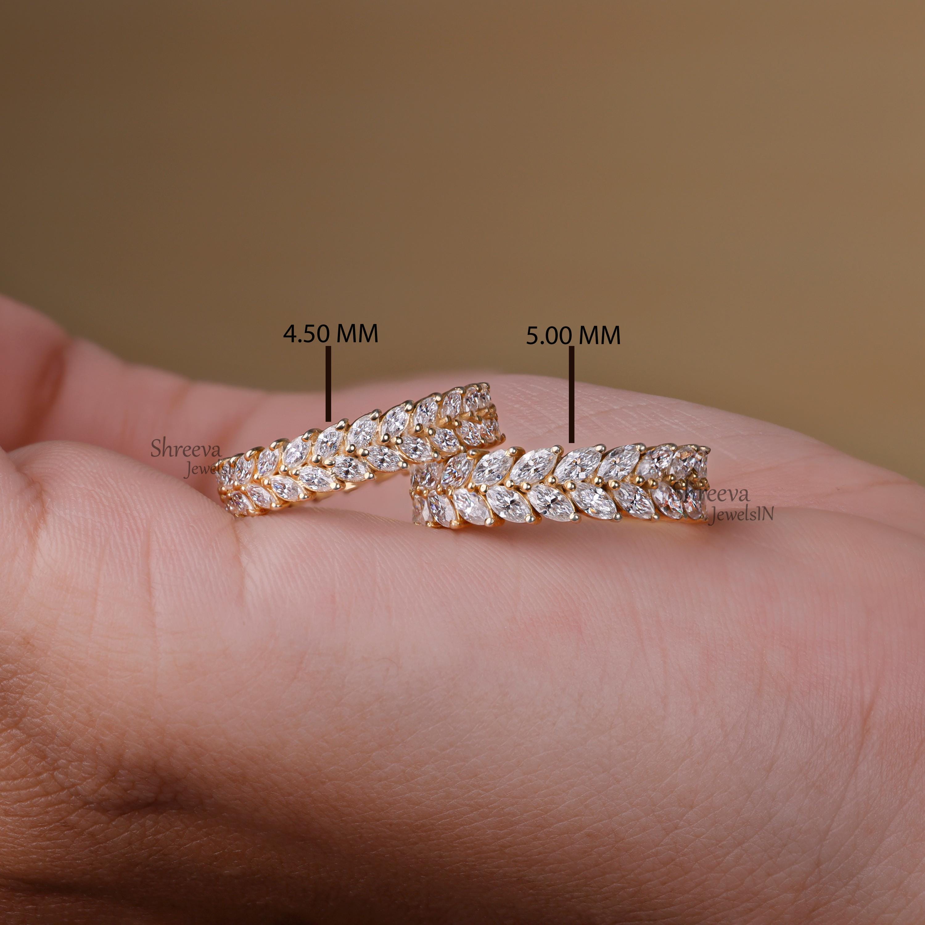 Marquise Cut Moissanite Wedding Band Marquise Full Eternity Band Unique ...
