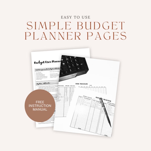 Simple Budget Planner, Multi-year Printable Black and White Landscape, Printable, A4, Easy Use, Free Instruction Manual, PDF