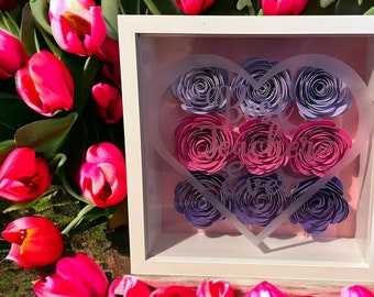 Floral shadow box with personalised engraving