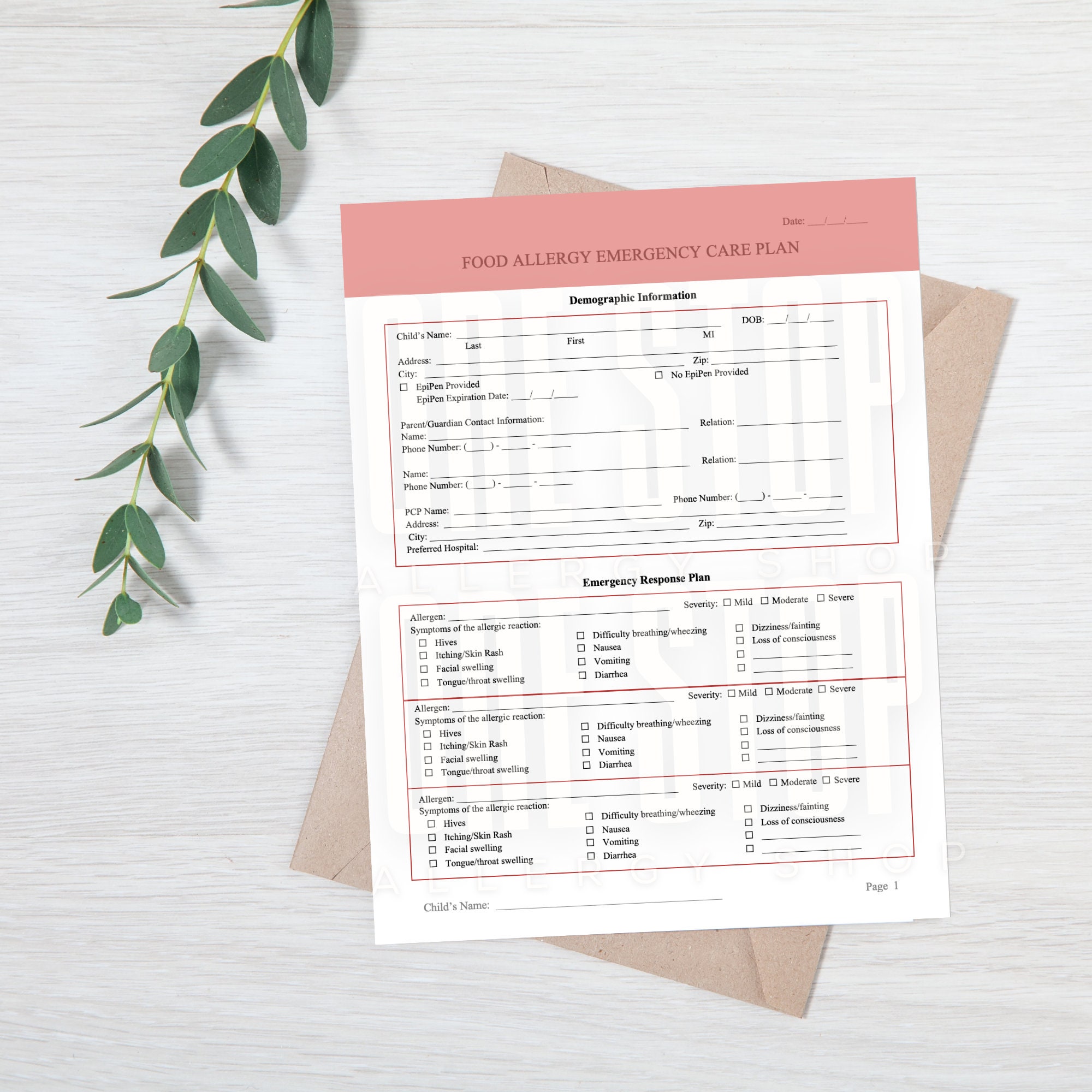 Food Allergy Anaphylaxis Emergency Plan Document Great For Food allergy anaphylaxis emergency plan document great for