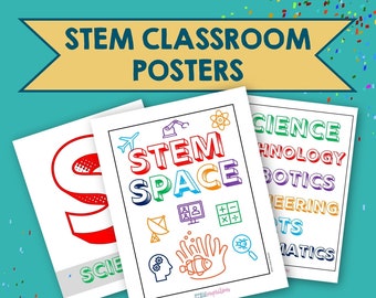 STEM Classroom Posters STEM classroom decor Elementary class room bulletin boards Makerspace posters Middle School STEAM Lab decorations