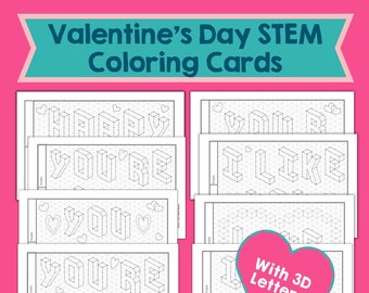 Valentine's Day STEM Art project Coloring Cards No-prep activity DIY classroom valentines color your own valentine STEAM Lab Middle School