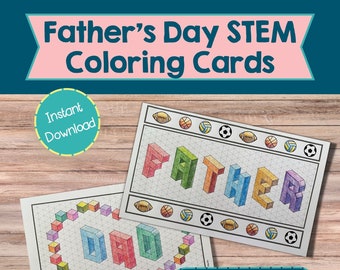 Fathers Day card STEM Activity kids coloring Dad Birthday card kid gift for Pop greeting card No-prep STEAM art activity summer STEM lesson