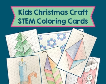 Kids Christmas craft STEM art project STEAM holiday activity No-prep Christmas cards to color elementary homeschool middle school makerspace
