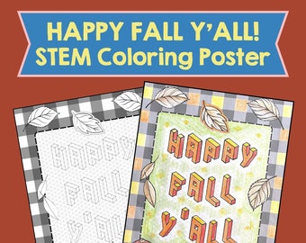 Fall STEM Activity Coloring Poster No Prep October STEM lesson STEAM Art project autumn color page Elementary Middle School makerspace