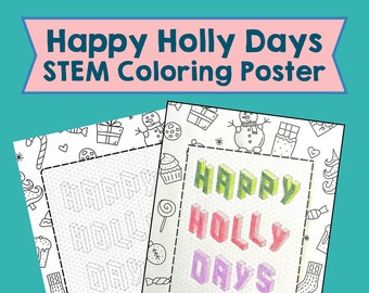 Christmas STEM Coloring Poster Christmas No-Prep STEM or STEAM Art Activity Elementary homeschool Middle School holiday color page