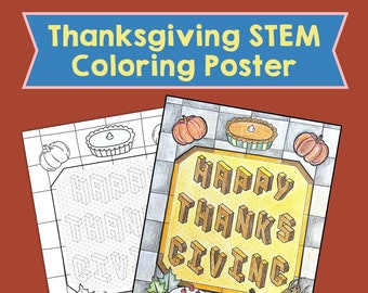 Thanksgiving STEM Activity Thanksgiving Poster to color No Prep elementary STEM Thanksgiving printable Fall coloring page STEAM maker space