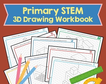 Primary STEM workbook 3D Drawing Robot K-3 Elementary STEAM printable Art lesson robotics makerspace