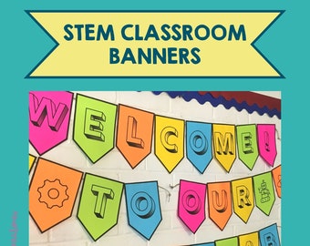 STEM Classroom Banners Decor for elementary school classroom, Middle School STEAM Lab, Maker Space wall decorations, Digital Download