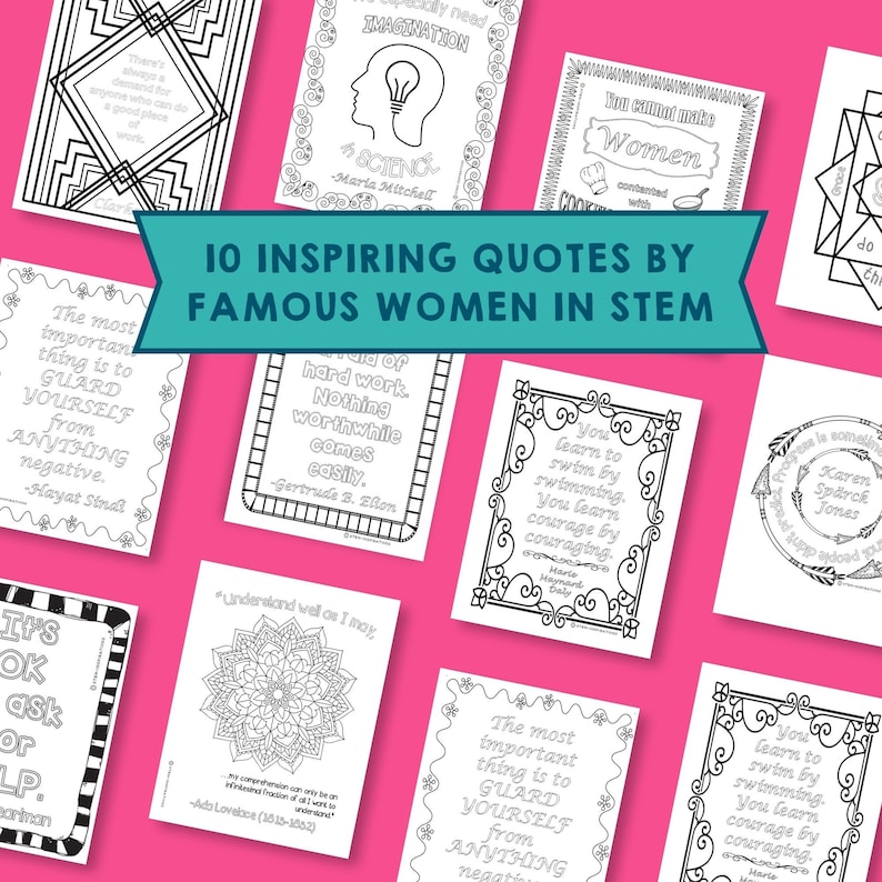 Women in STEM Inspiring Quotes Coloring Posters Womens History Month activity Elementary Middle School STEAM printable bulletin board decor image 2