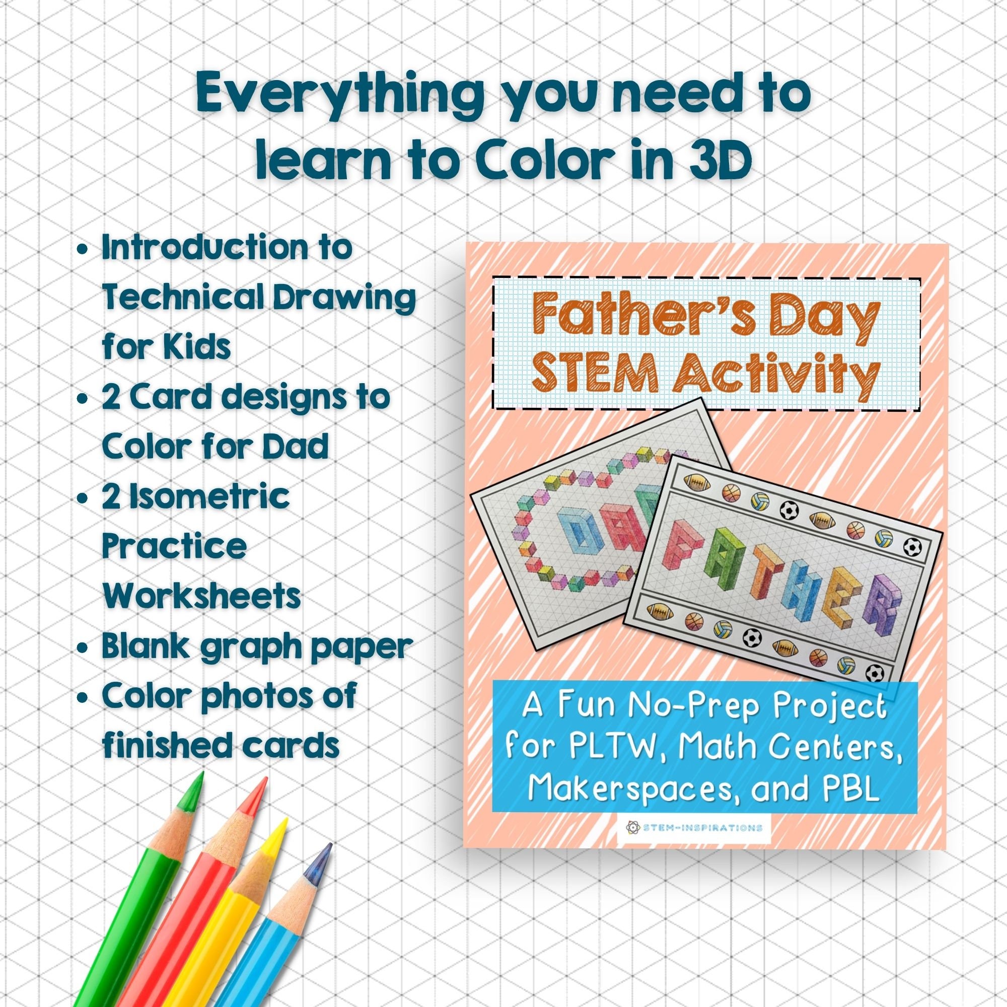 Vaderdag kaart STEM Activiteit kinderen kleuren Papa Verjaardagskaart kind  cadeau voor Pop wenskaart No-prep STEAM kunstactiviteit zomer STEM les -  Etsy België, image size:2000x2000