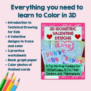 Valentine's Day STEM Art Project Coloring Cards No-prep Activity DIY ...