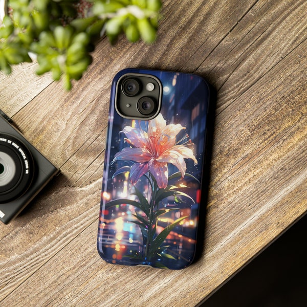 Funda para teléfono estilo anime con flores en la acera para Apple iPhone, Samsung Galaxy y Google Pixel