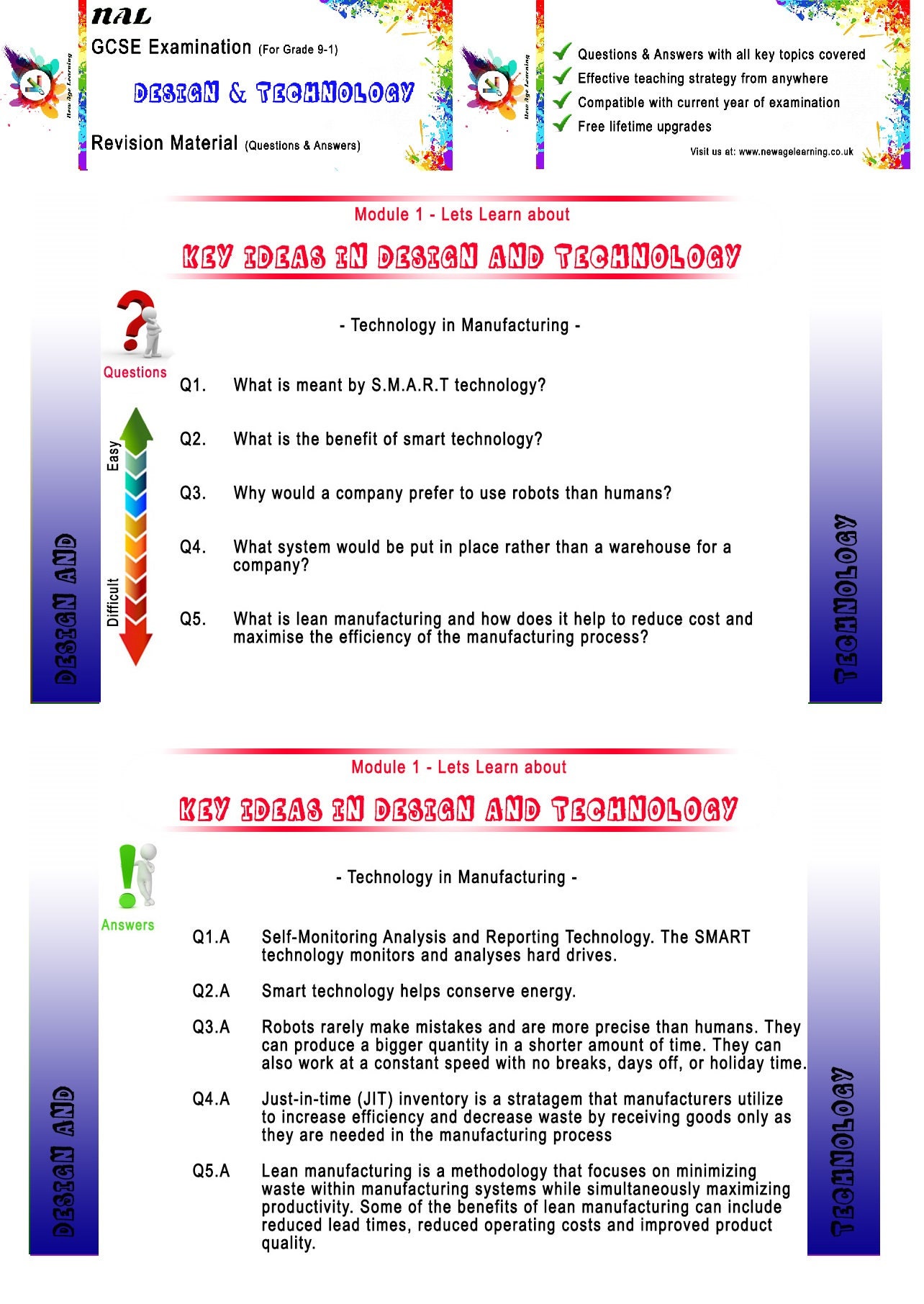 GCSE Design and Technology FlashCards -  Revision Material - Official AQA