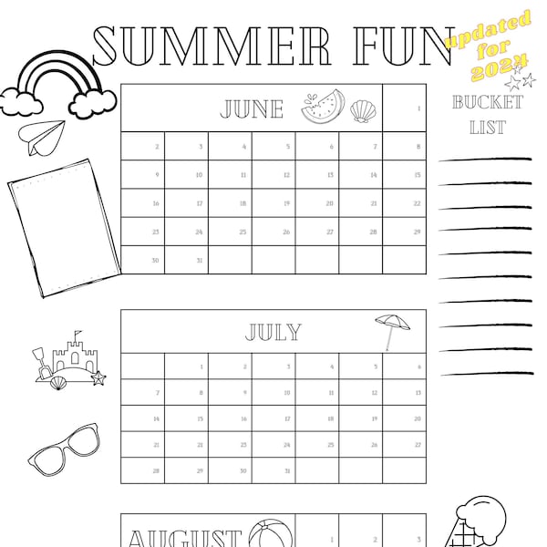 PRINTABLE Summer Countdown Poster, 2024, Summer Countdown, Summer Poster, Summer Print, Summer Check List, Summer Poster Check List, PDF